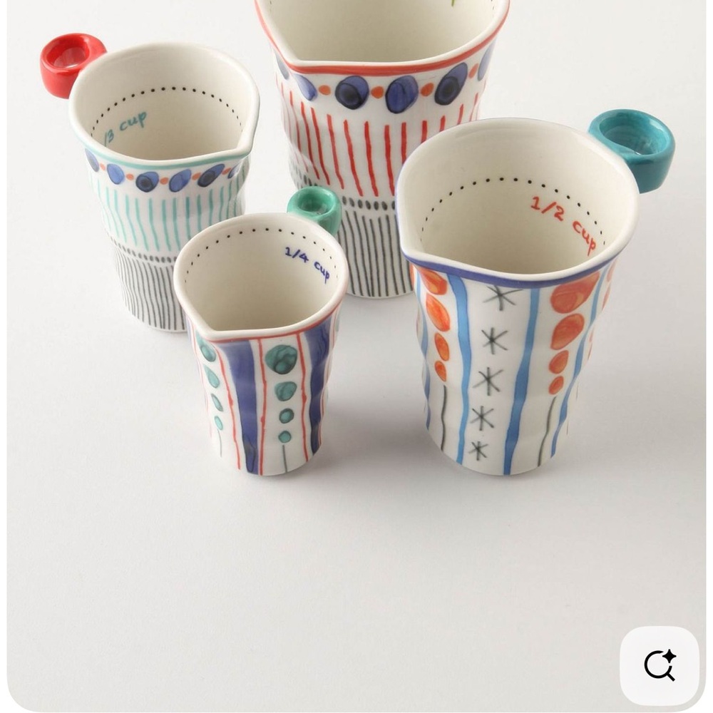 Anthropologie Hand-Painted Ceramic Measuring Cups Set (Boho Stripe)